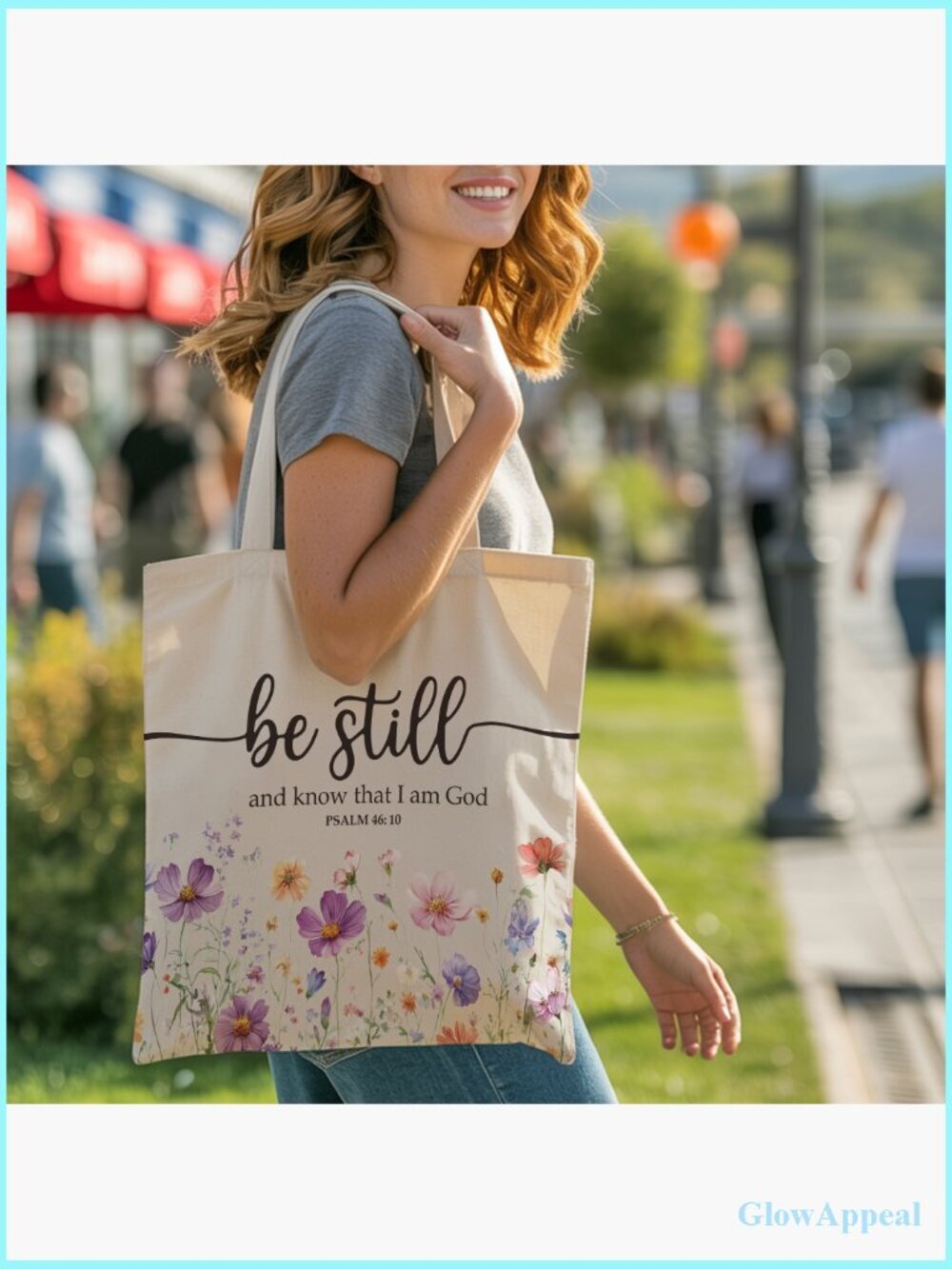 Canvas Tote Bag with Inner Zipper Pocket, 13.8 Inch Shoulder Bag - Picture 7 of 7